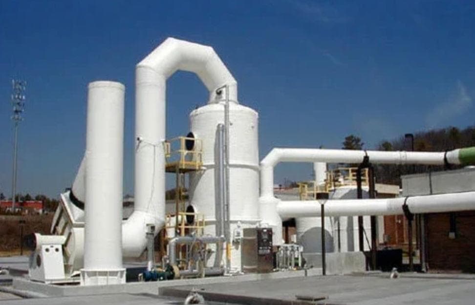 FRP scrubber, exhaust duct and stack installation